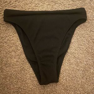 high rise black ribbed bikini shorts